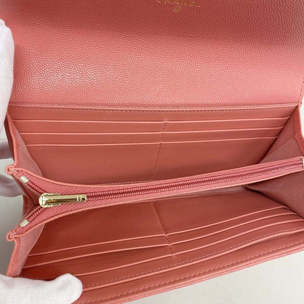Chanel long wallet, Matelassé caviar leather, pink, women's. - Picture 3 of 9